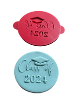 Load image into Gallery viewer, Class of 2024 cookie debosser raised stamp graduation cap