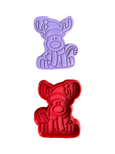 Load image into Gallery viewer, Rudolph Cookie Cutter Stamp Christmas Red Nose Reindeer PYO cookie