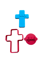 Load image into Gallery viewer, Christening cross cookie stamp fondant embosser baptism cookie personalised stamp