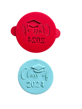 Load image into Gallery viewer, Class of 2024 cookie debosser raised stamp graduation cap