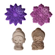 Load image into Gallery viewer, Buddha theme cookie cutter Mandala stamp Flower Lace Pattern Indian Bohemian Henna Mehndi Diwali Chakra
