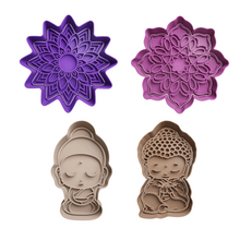 Load image into Gallery viewer, Buddha theme cookie cutter Mandala stamp Flower Lace Pattern Indian Bohemian Henna Mehndi Diwali Chakra
