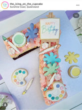 Load image into Gallery viewer, School elements cookie cutter stamp - art brush, paint pallet, notebook, scissors and magnify