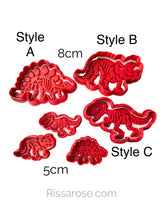 Load image into Gallery viewer, Dinosaurs cookie cutter stamp Skeleton T-Rex Stegosaurus Brontosaurus tricerstops