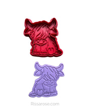 Load image into Gallery viewer, Highland Cow Cookie Cutter Stamp Full Body Head Mini