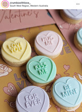 Load image into Gallery viewer, Traditional candy hearts cookie Debosser Valentine's day Cookie Cutter Stamp Love Heart conversation messages