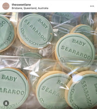 Load image into Gallery viewer, Coming soon cookie stamp baby name personalised baby shower custom cookie