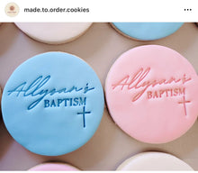 Load image into Gallery viewer, Baptism cross Cookie Stamp Fondant Embosser Christening cookie personalised stamp gift