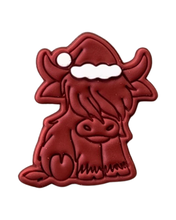 Load image into Gallery viewer, Christmas Highland cow Cookie Cutter Stamp