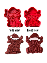 Load image into Gallery viewer, Christmas Highland cow Cookie Cutter Stamp