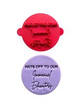Load image into Gallery viewer, Hats off to our teachers cookie stamp embosser customized World Teacher's day