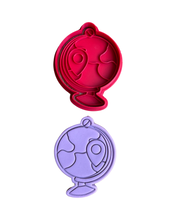 Load image into Gallery viewer, Travel Set Cookie Cutter Stamp stacked luggages globe passport boarding pass sunglasses