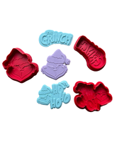 Load image into Gallery viewer, Christmas Grinch Cookie Cutters Debosser Grinch hohoho