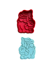 Load image into Gallery viewer, Christmas Cartoon Theme Cookie Cutter Stamp Santa Bear Gingerbread House Fox Clock Christmas Tree