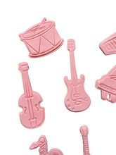 Load image into Gallery viewer, Music theme cookie cutter stamp - Drum Grand Piano Violin Microphone Saxophone Guitar Keyboard Keyboard