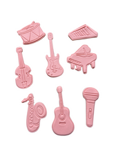 Load image into Gallery viewer, Music theme cookie cutter stamp - Drum Grand Piano Violin Microphone Saxophone Guitar Keyboard Keyboard