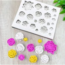 Load image into Gallery viewer, Assorted Roses Silicone Mini Rose Cookie Cake Fondant Sugarcraft Soap floral theme