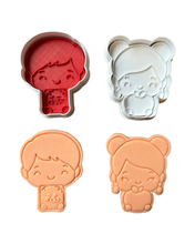 Load image into Gallery viewer, Chinese boy girl Cookie Cutter Stamp Mandarin Red Envelope debosser