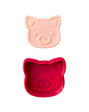 Load image into Gallery viewer, Farm animals head face cookie cutters debosser chicken horse lamb cow pig Moo