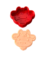 Load image into Gallery viewer, Farm animals head face cookie cutters debosser chicken horse lamb cow pig Moo
