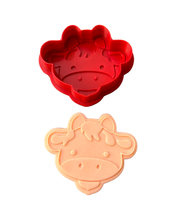 Load image into Gallery viewer, Farm animals head face cookie cutters debosser chicken horse lamb cow pig Moo