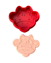 Load image into Gallery viewer, Farm animals head face cookie cutters debosser chicken horse lamb cow pig Moo