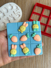 Load image into Gallery viewer, Noughts ans crosses Cookie Cutter Stamp Easter carrot rabbit mould