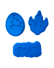 Load image into Gallery viewer, Dinosaurs foot print cookie cutter Roar dino egg stamp