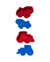 Load image into Gallery viewer, Construction theme cookie cutter embosser Road Dump Truck Excavator Concrete mixer/cement truck