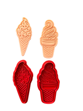 Load image into Gallery viewer, Ice Cream Cone Cookie Cutter Stamp mini cupcake topper Cone