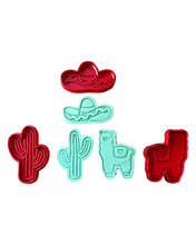 Load image into Gallery viewer, Mexican Cookie Cutter Stamp Llama Cactus Sombrero