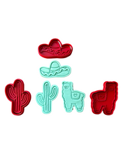 Load image into Gallery viewer, Mexican Cookie Cutter Stamp Llama Cactus Sombrero
