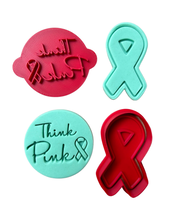 Load image into Gallery viewer, Breast cancer awareness think pink cancer ribbon cutter