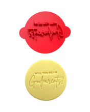 Load image into Gallery viewer, Will you be my Godmother Godfather Godparents Cookie Cutter Stamp Cross debosser