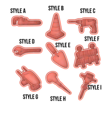 Load image into Gallery viewer, Road Construction Tools Equipment cookie cutter embosser father's day Barricade traffic cone wheelbarrel