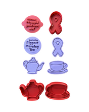 Load image into Gallery viewer, Biggest Morning Tea cookie stamp Cancer Council Teapot teacup cancer ribbon cookie cutter