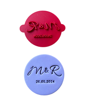 Load image into Gallery viewer, Custom Names Cookie Stamp initial Wedding Engagement date