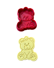 Load image into Gallery viewer, Baby bear cookie cutter boy girl bow tie Baby shower