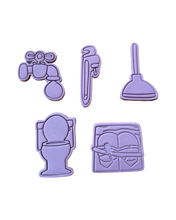 Load image into Gallery viewer, Plumber Cookie Cutter Stamp Toilet Bowl Faucet Pump Pipe Wrench Plumbing bum