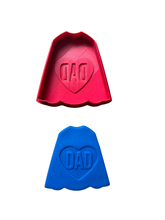 Load image into Gallery viewer, Super Hero father cape dad cookie cutter stamp Father's day