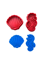 Load image into Gallery viewer, Ocean Theme Cookie Cutter Stamp Shell Seahorse