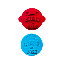 Load image into Gallery viewer, Graduation Class of the year cookie Congratulations stamp fondant embosser end of year 2024 Fondant Embosser Stamp Cutter