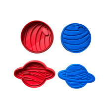 Load image into Gallery viewer, Space Elements Cookie Cutter Stamp Flying Saucer Rocket ship Spacecraft Planet