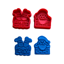 Load image into Gallery viewer, Santa Claus Cookie Cutter Stamp stuck in the chimney