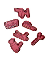 Load image into Gallery viewer, Hair Salon Cookie Cutter Stamp Scissors Blower Brush Comb Chair Iron