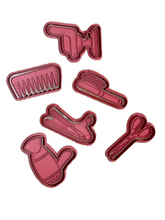 Load image into Gallery viewer, Hair Salon Cookie Cutter Stamp Scissors Blower Brush Comb Chair Iron