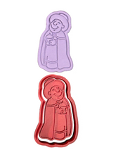 Load image into Gallery viewer, Traditional Christmas Nativity Scene Cookie Cutter Stamp Merry Christmas Baby Jesus Cross