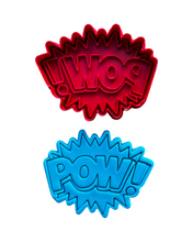 Load image into Gallery viewer, Sound effect cookie cutters and stamps - Boom Wham Bang Pow Zap Wow