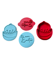 Load image into Gallery viewer, Happy Easter Cookie Cutter embosser cute baby chicken egg shell
