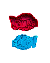 Load image into Gallery viewer, Sound effect cookie cutters and stamps - Boom Wham Bang Pow Zap Wow
